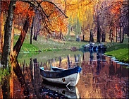 Осенний канал - алмазная живопись на подрамнике DV-9565-11