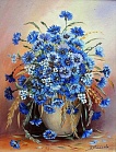 Васильки - алмазная живопись на подрамнике