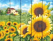 Золотые подсолнухи - картина по номерам на дереве PKW-1 53