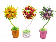 Набор для творчества топиарий "Тюльпаны"-розово-фиолетовый